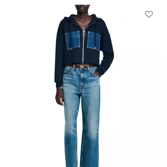 Sandro Mixed Media Hoodie Jacket NWT - Picture 3 of 4